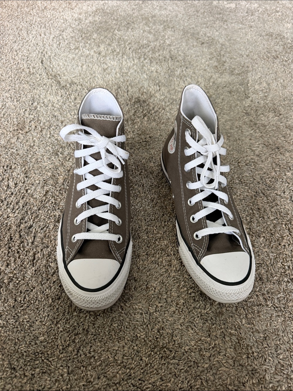 Converse Brown High-Top Canvas Sneakers with White Accents